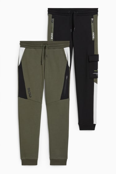 Enfants - Lot de 2 - pantalon de jogging - vert foncé / noir