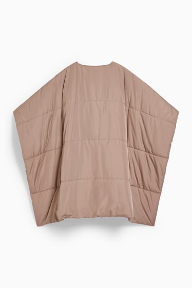 Women - Quilted poncho - taupe