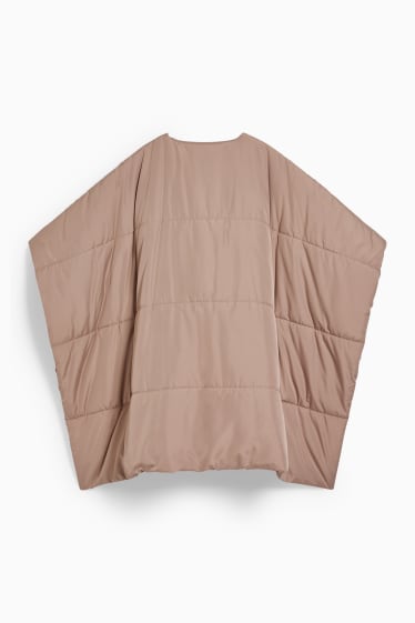 Dames - Gewatteerde poncho - taupe