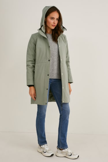 Donna - Cappotto tecnico con cappuccio - LYCRA® - verde chiaro