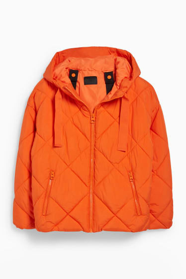 Damen - Steppjacke mit Kapuze - dunkelorange