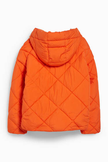 Damen - Steppjacke mit Kapuze - dunkelorange