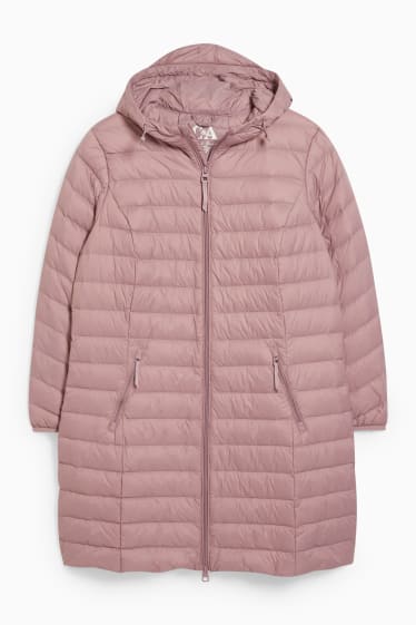 Women - Hooded down jacket - dark rose