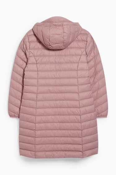 Women - Hooded down jacket - dark rose