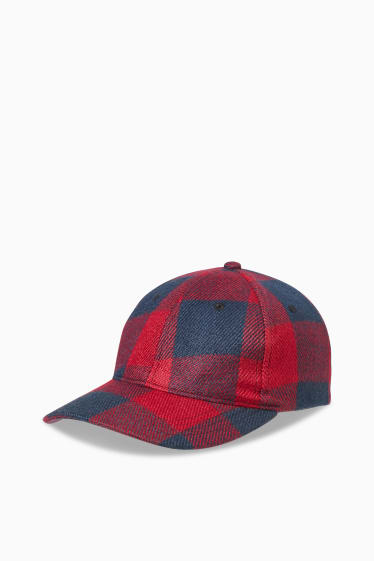 Uomo - Cappellino - a quadretti - rosso / blu scuro