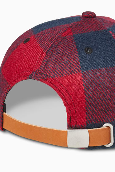 Men - Cap - check - red / dark blue