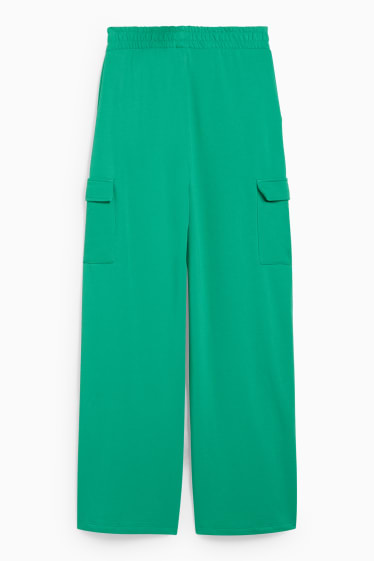 Damen - CLOCKHOUSE - Sweat-Cargohose - Mid Waist - Palazzo - grün
