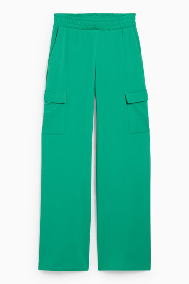Damen - CLOCKHOUSE - Sweat-Cargohose - Mid Waist - Palazzo - grün
