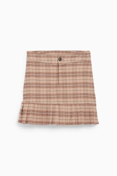 Damen - Minirock - kariert - beige / braun