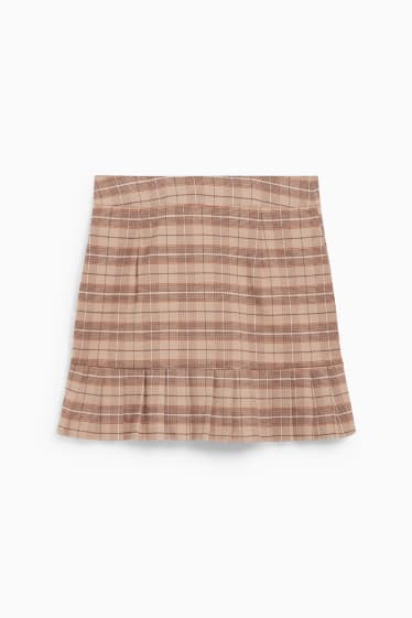 Damen - Minirock - kariert - beige / braun