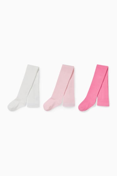 Enfants - Lot de 3 paires - collants - rose