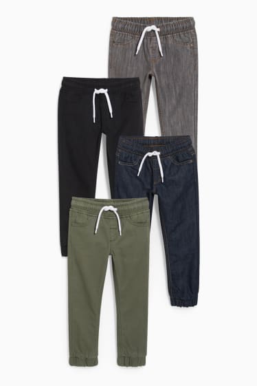 Enfants - Lot de 4 - straight jean - jeans doublés - vert foncé / noir