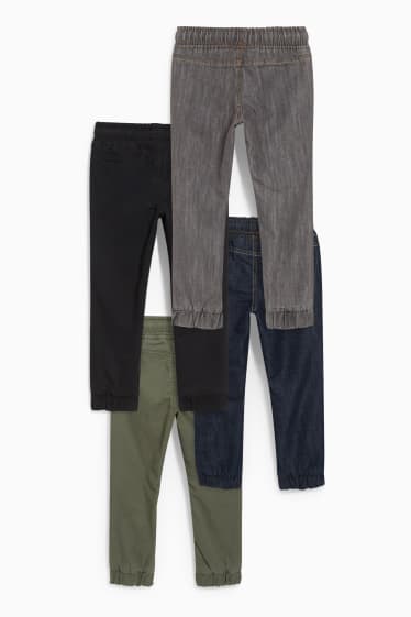 Dzieci - Wielopak, 4 pary - straight jeans - ocieplane dżinsy - ciemnozielony / czarny