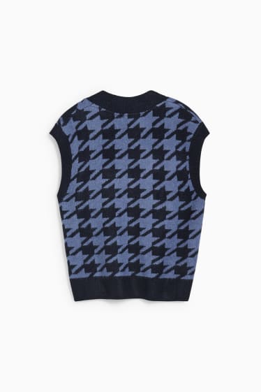 Damen - Pullunder - kariert - blau / dunkelblau
