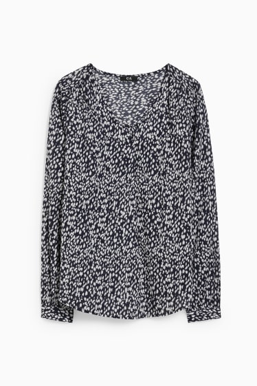 Mujer - Blusa - estampada - azul oscuro / blanco