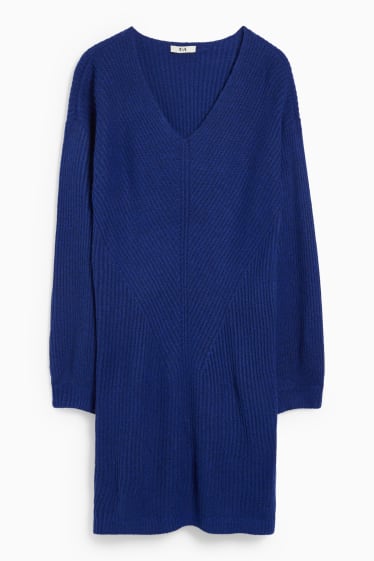 Women - Knitted dress - dark blue-melange