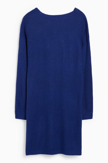 Women - Knitted dress - dark blue-melange