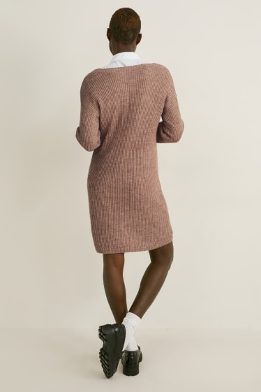 Femmes - Robe en maille - marron clair