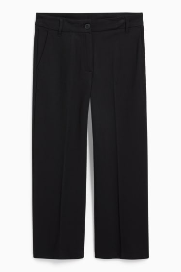 Femei - Pantaloni de stofă - talie înaltă - wide leg - negru