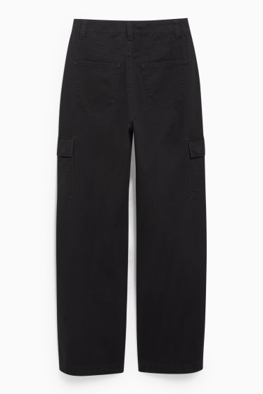 Women - CLOCKHOUSE - cargo trousers - high waist - wide leg - black