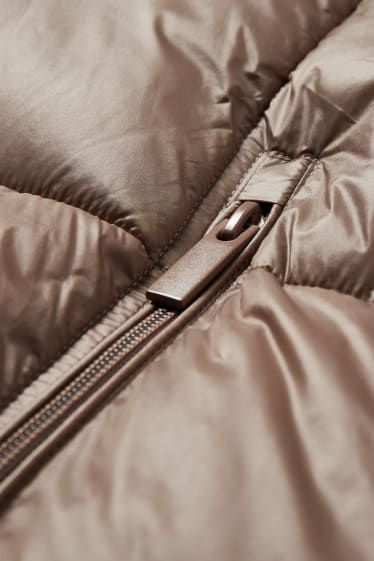 Women - Quilted coat with hood - taupe