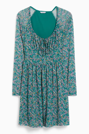 Dámské - Šaty fit & flare - s květinovým vzorem - zelená