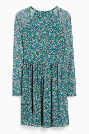 Dámské - Šaty fit & flare - s květinovým vzorem - zelená
