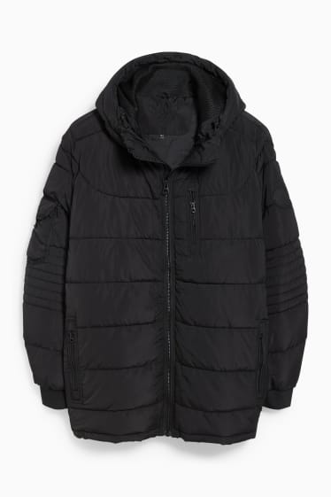 Men - Quilted jacket with hood - black