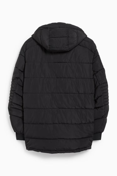 Men - Quilted jacket with hood - black