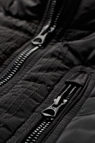 Men - Quilted jacket with hood - black