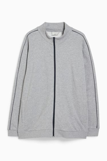 Hommes - Sweat zippé - gris clair chiné