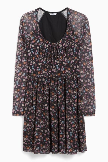 Women - Fit & flare dress - floral - black