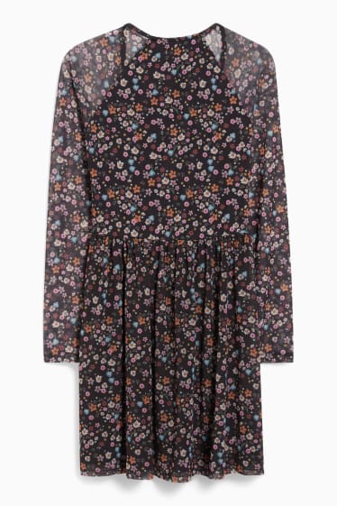 Dona - Vestit Fit & Flare - de flors - negre