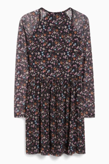 Women - Fit & flare dress - floral - black