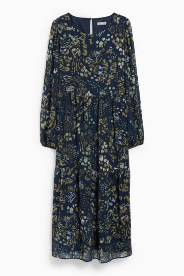 Dona - Vestit de xifó - de flors - blau fosc