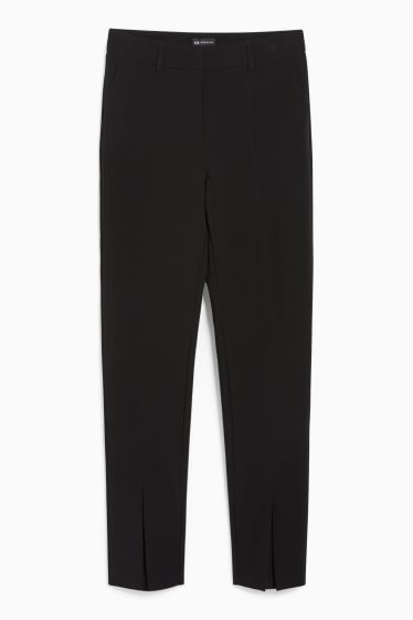 Dámské - Plátěné kalhoty - mid waist - slim fit - černá