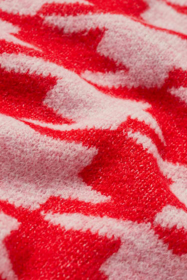 Donna - Gilet in maglia - a quadretti - rosa / rosso