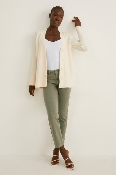 Donna - Pantaloni - slim fit - vita media - 4 Way Stretch - jeans verde