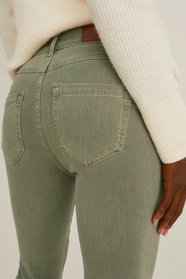 Dames - Broek - slim fit - mid waist - 4 Way Stretch - jeansgroen