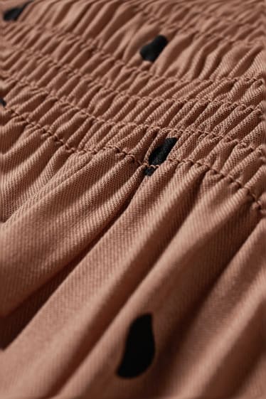 Dames - Blouse - met stippen - bruin