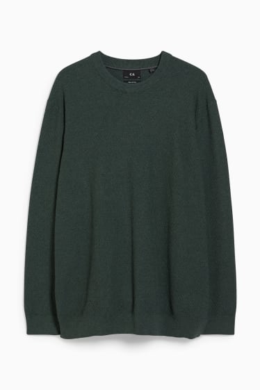 Hommes - Pull - coton Pima - vert foncé