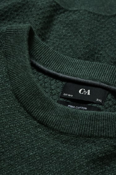 Men - Jumper - Pima cotton - dark green