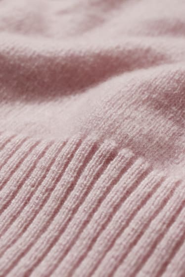 Donna - Maglione di cashmere con collo a dolcevita - rosa melange