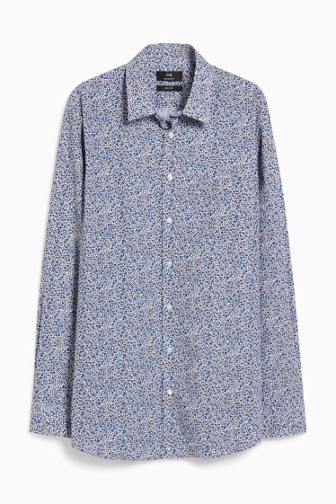 Heren - Trui en overhemd - regular fit - button down - gemakkelijk te strijken - bruin / blauw