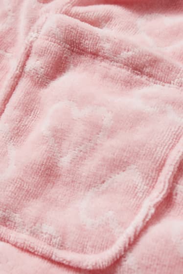 Enfants filles - Peignoir de bain en éponge à capuche - rose