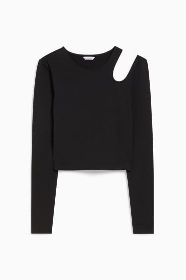 Damen - CLOCKHOUSE - Crop Langarmshirt - schwarz