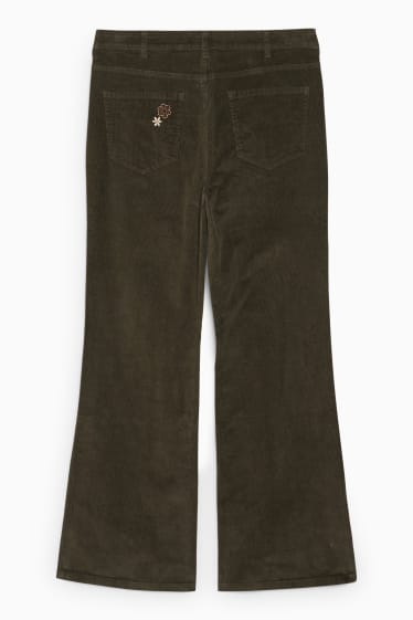 Ados & jeunes adultes - CLOCKHOUSE - pantalon de velours côtelé - high-waist - vert foncé