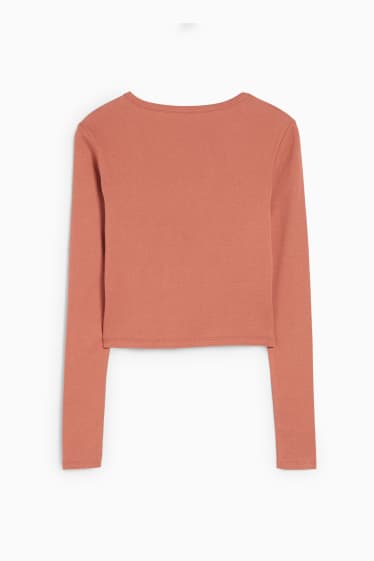 Damen - Crop Langarmshirt - terracotta
