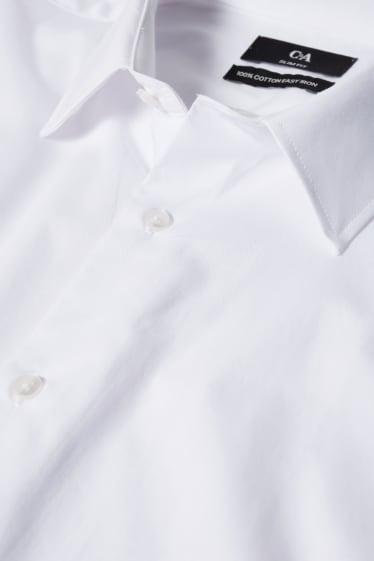 Hommes - Chemise de bureau - slim fit - manches ultralongues - facile à repasser - blanc