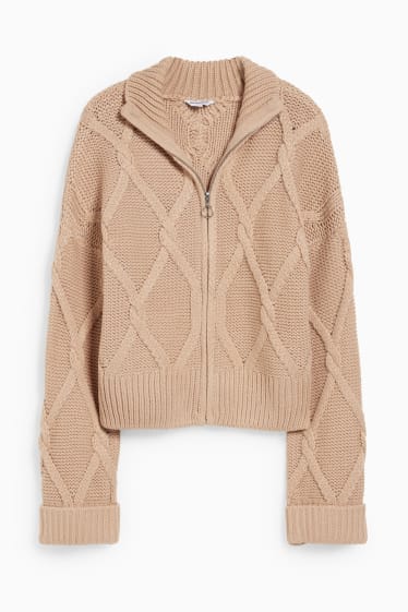 Women - CLOCKHOUSE - cardigan - cable knit pattern - beige